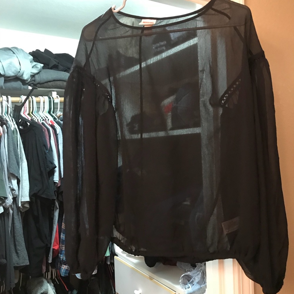 Sheer black peasant top!